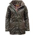 Game Technical Apparel Womens Cantrell Antique Waxed Cotton Jacket with Lightly Padded Tartan Lining (XS, Brown)