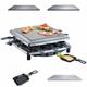 Steba Raclette, Made in Germany, PFAS frei, Edelstahlgehäuse, 8 emaillierte Pfännchen, Wendbare, emaillierte Gusseisen-Grillplatte (geriffelt/glatt), 1450 Watt, RC 3 plus chrom