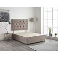 Bed Centre Light Gray Plush Velvet Fabric Divan Base Plus Matching Headboard and 4 Drawers 3ft 4ft 4ft6 5ft 6ft (5FT (King))