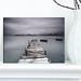 Design Art Bridge Pier & Boats at Seashore - Print Canvas, Microfiber in Black/Gray/White | 8 H x 12 W x 1 D in | Wayfair PT15690-12-8