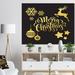 The Holiday Aisle® Handwritten Merry Christmas Wish w/ Reindeer Star Christmas Tree Balls - Textual Art Print Canvas in Black | Wayfair