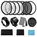 Fotover 72mm Lens Filter Accessories Kit:UV CPL Adjustable ND Filter(ND2-ND400),Macro Close up Filter set(+1,+2,+4,+10),Lens Hood,3 in 1 Grey Card for Canon Nikon Sony Pentax Olympus Fuji DSRL Camera