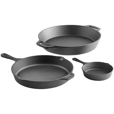 Valor 3-Piece Pre-Seasoned Cast Iron Skillet Set - Includes 8", 15", and 17" Skillets