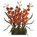 Mercer41 Artificial Cymbidium Orchids Floral Arrangement in Vase Polyester/Faux Silk/Plastic/Fabric in Red/Orange | 25 H x 22 W x 10 D in | Wayfair