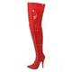 (BS12051) - New Womens Ladies Sexy Thigh HIGH Kinky Fetish Over The Knee Stiletto Heel Full Side Zip Boots Size 4 5 6 7 8 (10 UK, Red Patent)