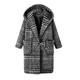 KaloryWee Plus Size Winter Women Lattice Coat Warm Thickening Woolen Cloth Overcoat Black