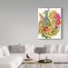 Dakota Fields 'Peacock Blue' Acrylic Painting Print on Wrapped Canvas in Green/Pink/Yellow | 19 H x 14 W x 2 D in | Wayfair