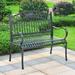 Lark Manor™ Anzum Iron Patio Garden Bench Metal in Black | 39 H x 42 W x 25 D in | Wayfair 0F38808F1D6F40CF86BD0485D345B89E