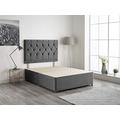 Bed Centre Charcoal Plush Velvet Fabric Divan Base Plus Matching Headboard and 2 Drawers 3ft 4ft 4ft6 5ft 6ft (4FT6 (DOUBLE))