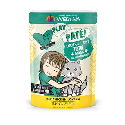 B.F.F. P.L.A.Y. Tiptoe Chicken & Turkey Dinner in a Hydrating Puree Wet Cat Food, 3 oz., Case of 12
