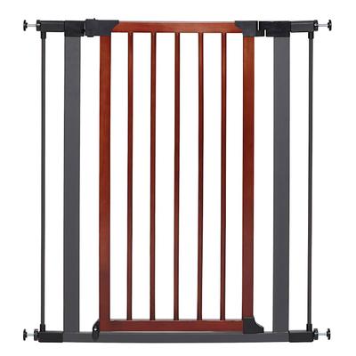 Midwest WalkThru Steel Pet Gate with Textured Graphite Frame & Decorative Wood Door, 39"H