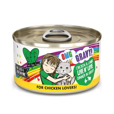 B.F.F. OMG Live N' Love Chicken & Lamb Dinner in Gravy Wet Cat Food, 2.8 oz., Case of 12