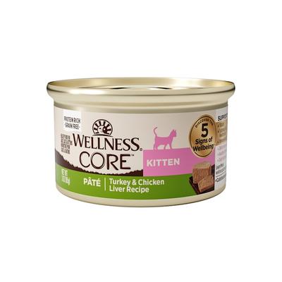 Wellness CORE Natural Grain Free Wet Canned Kitten Food, Chicken & Turkey Pate, 3 oz., Case of 24
