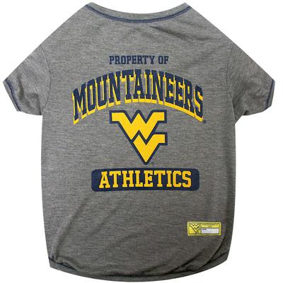 NCAA BIG 12 T-Shirt for Dogs, X-Small, West Virginia, Gray