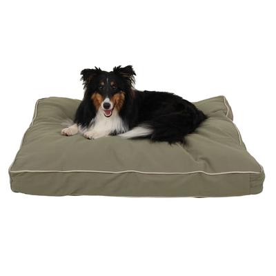 Carolina Pet Company Rectangular Napper in Canvas with Cording, 36" L X 27" W X 4" H, Sage/Khaki