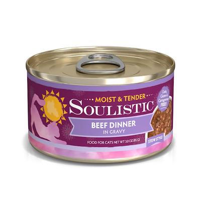 Soulistic Moist & Tender Beef Dinner in Gravy Wet Cat Food, 3 oz., Case of 12