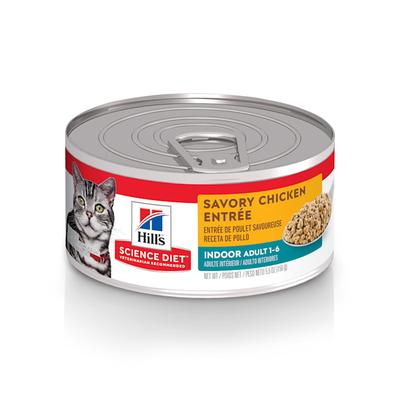 Hill's Science Diet Adult Indoor Savory Chicken Entree Canned Cat Food, 5.5 oz., Case of 24