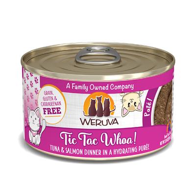 Weruva Pate Tic Tac Whoa! Tuna & Salmon Dinner in a Hydrating Puree Wet Cat Food, 3 oz., Case of 12