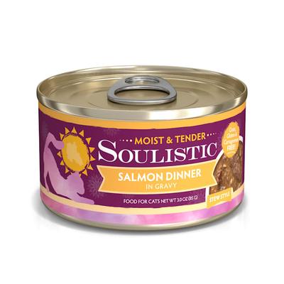 Soulistic Moist & Tender Salmon Dinner in Gravy Wet Cat Food, 3 oz., Case of 12