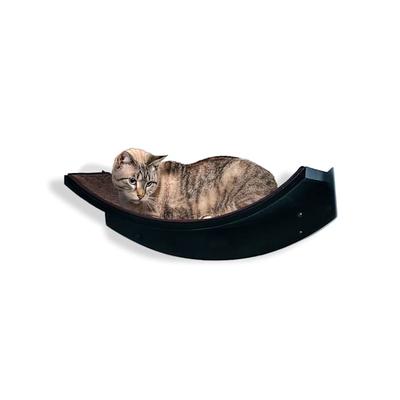 The Refined Feline Lotus Leaf Cat Shelf In Espresso, 22" L X 10.5" W X 9" H