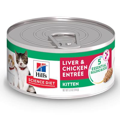 Hill's Science Diet Kitten Liver & Chicken Entree Canned Food, 5.5 oz., Case of 24