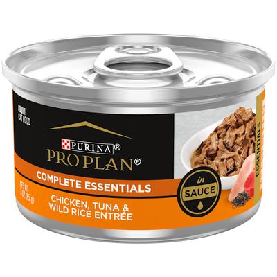 Purina Pro Plan COMPLETE ESSENTIALS Chicken, Tuna & Wild Rice Entree in Sauce Wet Cat Food, 3 oz., Case of 24
