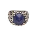 Palatial Wonders,'Sapphire and Sterling Silver Cocktail Ring with Gold Accents'