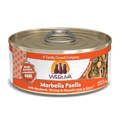 Weruva Classics Marbella Paella with Mackerel, Shrimp & Mussels in Gravy Wet Cat Food, 5.5 oz., Case of 24