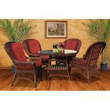 Bay Isle Home™ Rosado Slat Back Arm Chair Upholstered/Wicker/Rattan/Fabric in Red/White | 41 H x 30 W x 30 D in | Wayfair