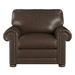 Club Chair - Canora Grey Sopheak 42" Wide Top Grain Leather Club Chair Leather/Genuine Leather in White/Brown | 36 H x 42 W x 39 D in | Wayfair