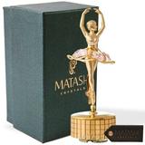 Matashi Crystal Gold Ballet Dancer Wind-Up Music Box Figurine Glass in Yellow | 4 H x 3.5 W x 2.5 D in | Wayfair MTMB3028GPK