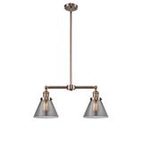 Callahan 2-Light Kitchen Island Cone Pendant Glass in Gray/Black Laurel Foundry Modern Farmhouse® | 5.125 H x 20 W x 3.375 D in | Wayfair