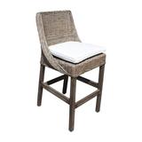 Panama Jack Sunroom Exuma 30.75" Bar Stool Wood/Wicker/Rattan in Brown/Gray | 44 H x 19 W x 26 D in | Wayfair PJS-3001-ATQ-BS/SU-740