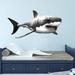 Zoomie Kids Giant Great Shark Wall Decal Peel & Stick Wall Decal Canvas/Fabric/Fabric in Gray | 19 H x 37 W in | Wayfair