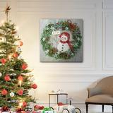 The Holiday Aisle® 'Mrs. Snowman' Painting Canvas, Solid Wood in Gray/Green | 24 H x 24 W x 1.5 D in | Wayfair 2DE47FF25D1749DFBBB221A23C7A2EFE