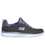 Skechers Women's Summits - Quick Getaway Sneaker | Size 7.5 Wide | Charcoal/Purple | Textile/Synthetic | Machine Washable