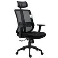 Cherry Tree Furniture Mesh Back Executive Office Chair Swivel Desk Chair with Synchro-Tilt, Adjustable Armrest & Headrest (Black, With Headrest)