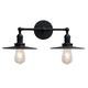 Phansthy 2 Lights Wall Light with Switch Industrial Retro Wall Sconce Fittings E27 Socket Vintage Metal Shade Hallway Lamps for Bedroom Fixtures (Black)