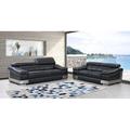 Orren Ellis Aiela Leather 2 Piece Living Room Set Genuine Leather in Black | 32 H x 90 W x 39 D in | Wayfair Living Room Sets