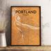 Wrought Studio™ 'Portland City Map' Graphic Art Print Poster in Paper in Orange | 17 H x 11 W x 0.05 D in | Wayfair