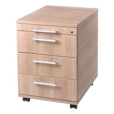 HAMMERBACHER Rollcontainer »X-Line« 1 Utensilo, 3 Schübe mit klassischen Schubladen braun, 42.8x59x58 cm Image