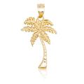 Honolulu Jewelry Company 14K Yellow Gold Tropical Palm Tree Beach Necklace Pendant, Metal