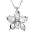 925 Sterling Silver Orchid Flower Necklace Pendant with 18" Box Chain, Nickle Free Hypoallergenic for Sensitive Skin, Island Tropical Jewelry with Gift Box, Sterling Silver, No Gemstone