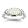 925 Sterling Silver Rhodium Plated Marquise Opal and CZ Cubic Zirconia Simulated Diamond Ring Size P 1/2 Jewelry Gifts for Women