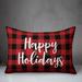 The Holiday Aisle® Gonsales Happy Holidays in Buffalo Check Plaid Lumbar Pillow Polyester/Polyfill blend | 14 H x 20 W x 1.5 D in | Wayfair