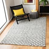 Brown/Gray 60 x 0.37 in Indoor Area Rug - Gracie Oaks Rosenfeld Geometric Handmade Flatweave Gray Area Rug Polyester/Viscose/Wool | Wayfair