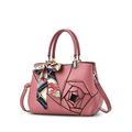 NICOLE&DORIS Women Flowers Top Handle Handbags Shoulder Bag Crossbody Bag Tote Satchel for Ladies PU Leather Bag Pink