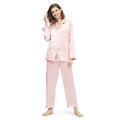 LILYSILK Silk Pajamas for Women Comfy Two Piece Set Long Sleeve 19 Momme Pure Mulberry Natural Silk Sleepwear Ladies Light Pink Size XS