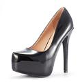 DREAM PAIRS Women's Slip On Stiletto High Heel Platform Dress Pumps Shoes SWAN-30 Black Pat Size 7.5 M US / 5.5 UK