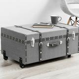 Byourbed The Designer Wheeled Trunk Solid Wood + Manufactured Wood in Brown | 14 H x 29 W x 20 D in | Wayfair BUCK2-E-GSTRIPE
